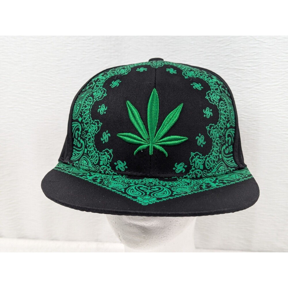 Cannabis Marijuana Weed Pot Leaf Black Adjustable Cap Hat Baseball Cap